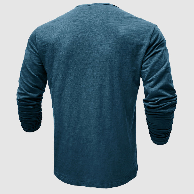 Long-Sleeve Cotton Men's Henley – Modern Relaxed Fit