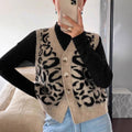 Women's Leopard Cardigan in Knit - V-Neck Classic Fit