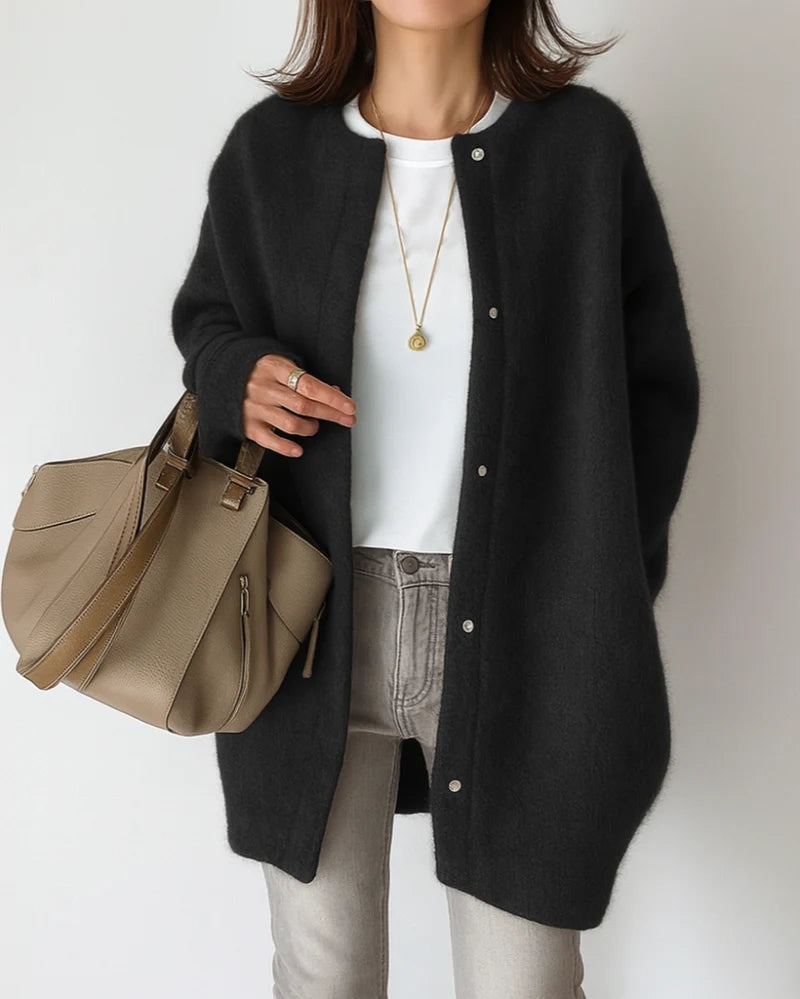 Women's Long Vest with a Relaxed Fit – Fine Knit and Patch Pockets