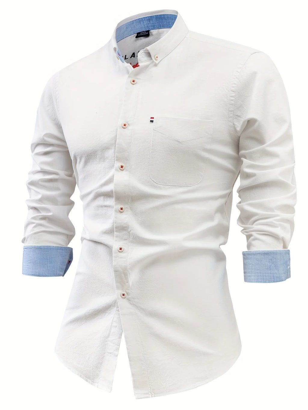Men's Cotton and Linen Shirt – Straight Fit Long Sleeve