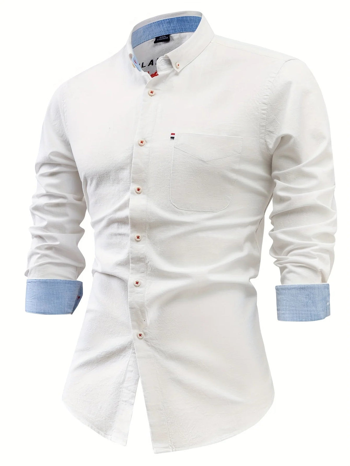 Men's Cotton and Linen Shirt – Straight Fit Long Sleeve