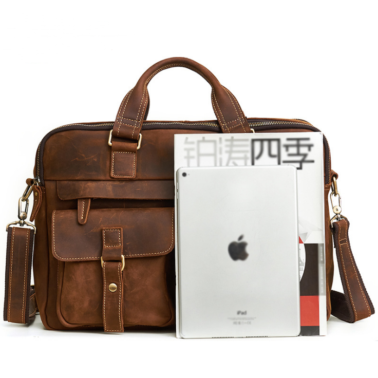 Men's Genuine Leather Handbag – Classic Business Document Holder