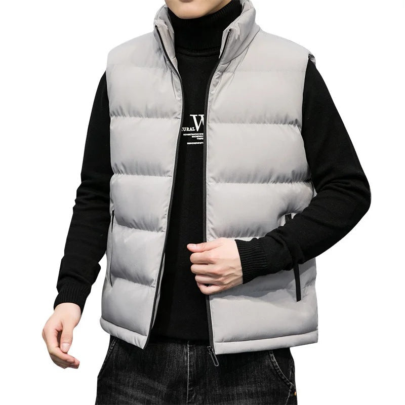 Men's Quilted Sleeveless Jacket – Warm Mock Neck