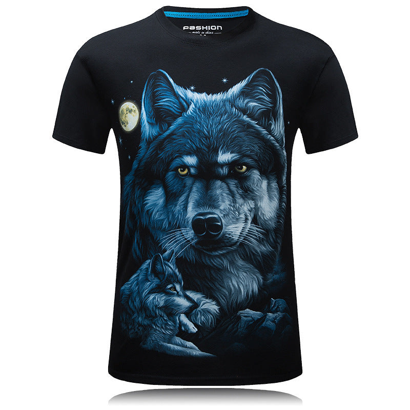 Men's Cotton T-shirt - Relaxed Fit with Wolf Design