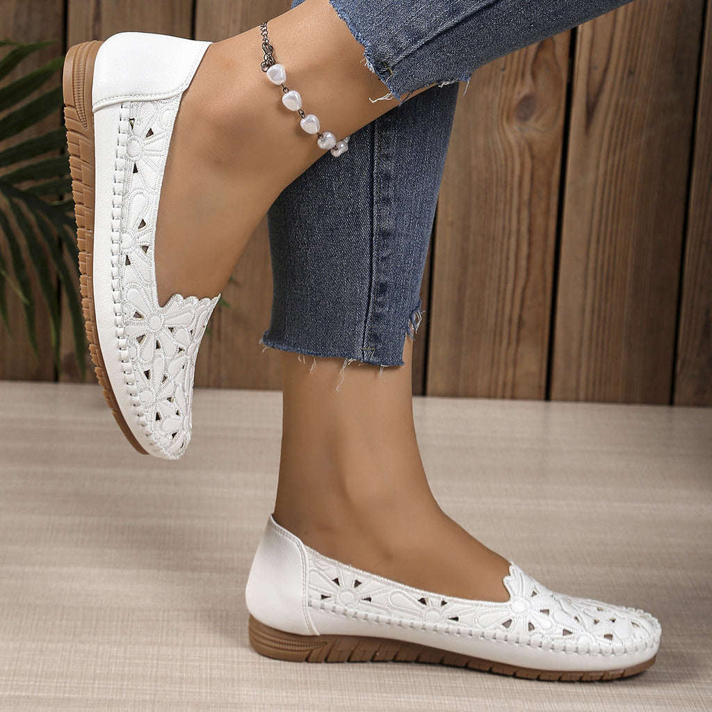 Women's Breathable Flat Shoes – Casual Cutout Design