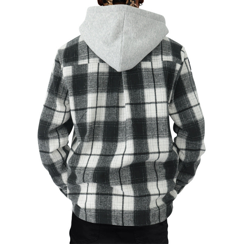 Men's Hooded Flannel Shirt – Casual Cardigan Style