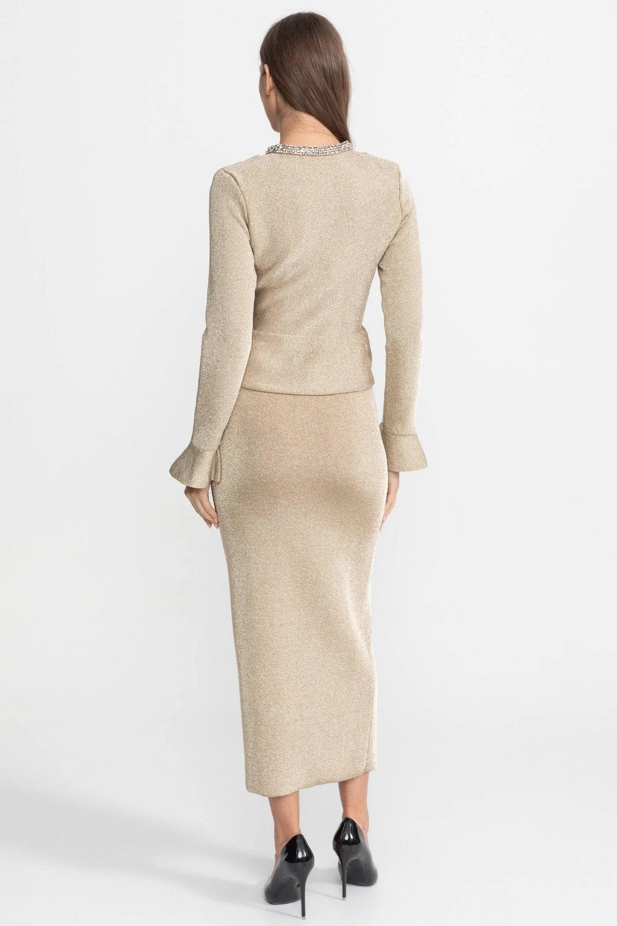 Women's Fitted Dress – Long Sleeves, High Waist