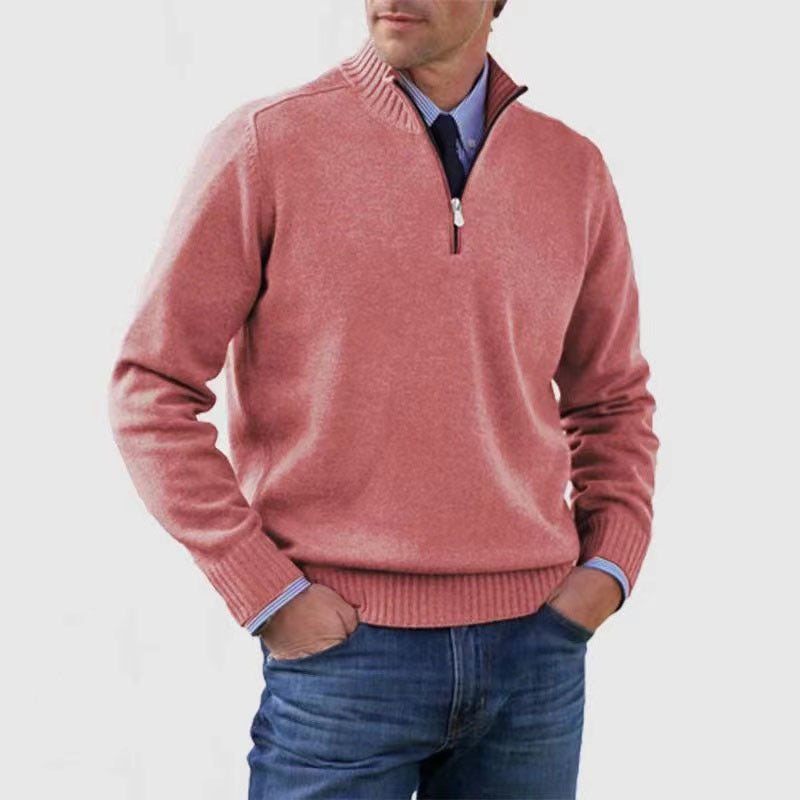 Men's Zip-Up Mock-Neck Sweater – Classic Fit in Soft Knit