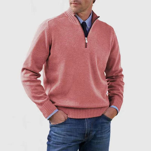 Men's Zip-Up Mock-Neck Sweater – Classic Fit in Soft Knit