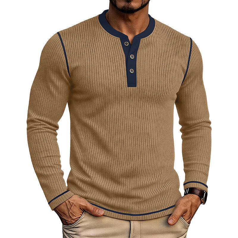 Men's Lightweight Knitwear Henley – Long-Sleeved Shirt