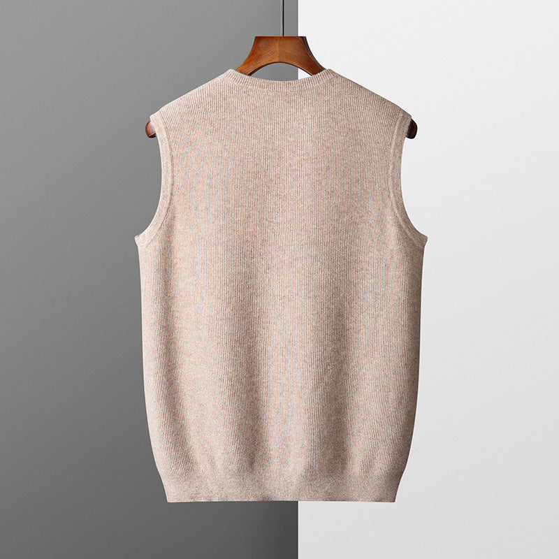 Men's Jacquard Knit Vest – Round Neck Business Style