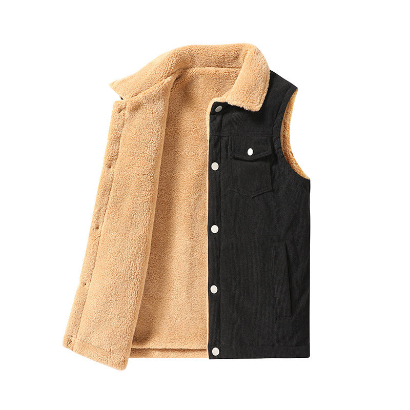 Men's Ribbed Corduroy Vest - Thick Lining and Workwear Fit
