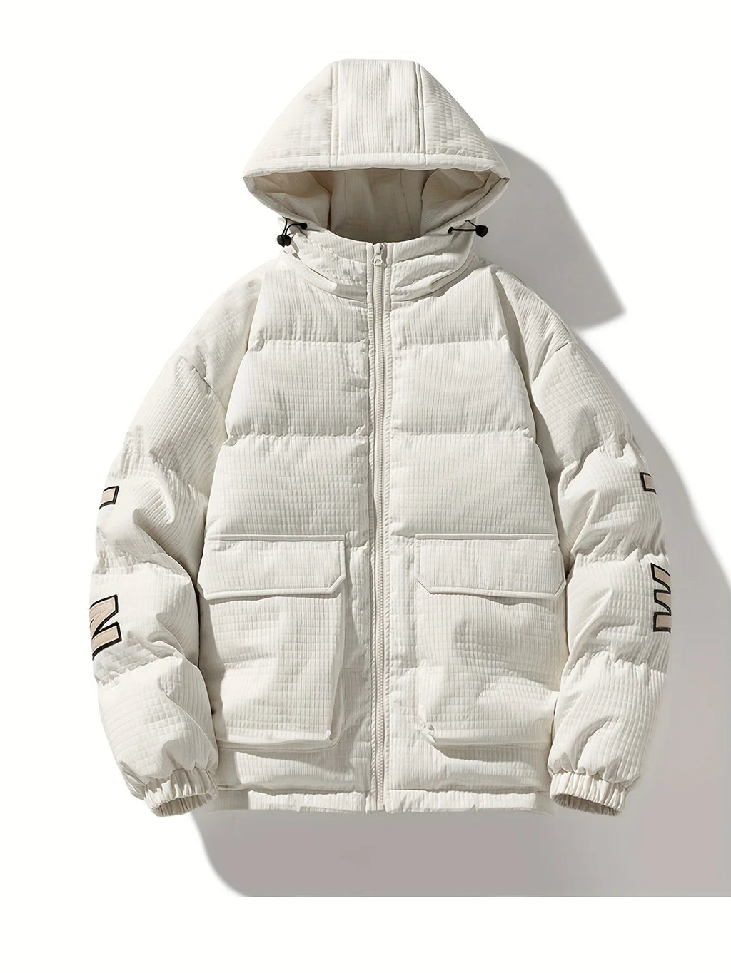 Men's quilted Coat with Hood – Modern Solid-Color Design