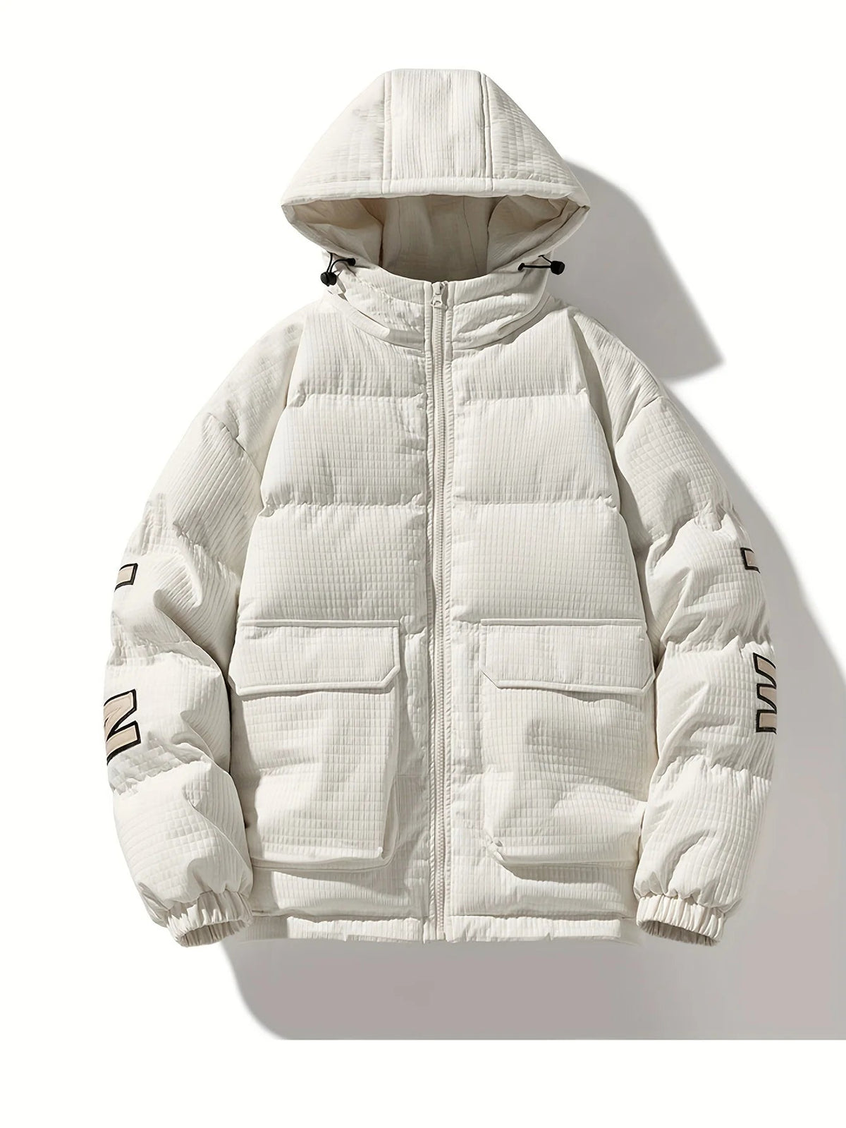 Men's quilted Coat with Hood – Modern Solid-Color Design