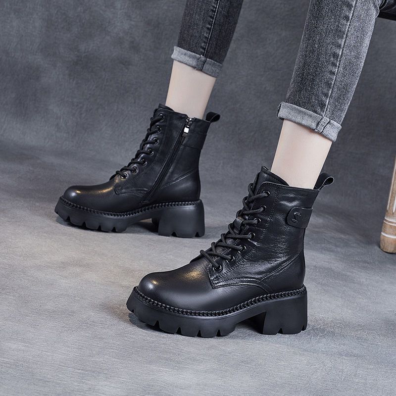 Women's High-Heel Ankle Boots – Platform, Fleece Lining