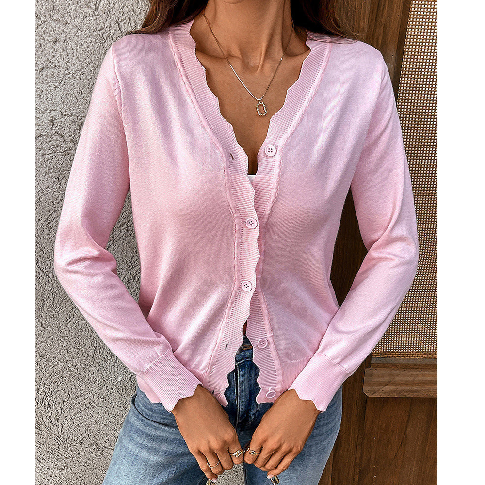 Women's Ice Silk Vest – V-Neck, Lightweight Long-Sleeve Knitwear