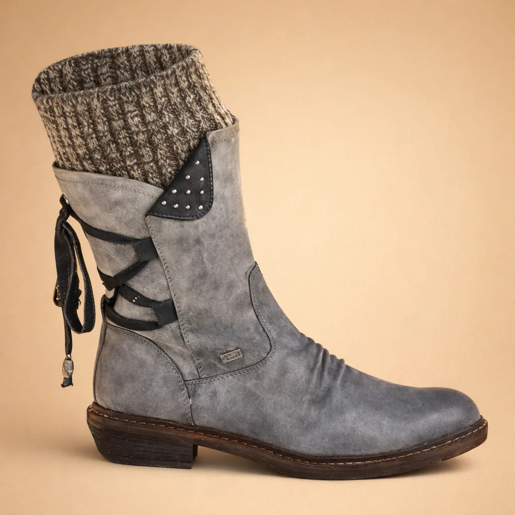 Women's Soft-Shaft Boots – Low Round Heel, Combat Style