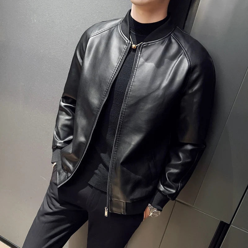 Men's Slim Bomber Jacket – Minimalist Stand Collar