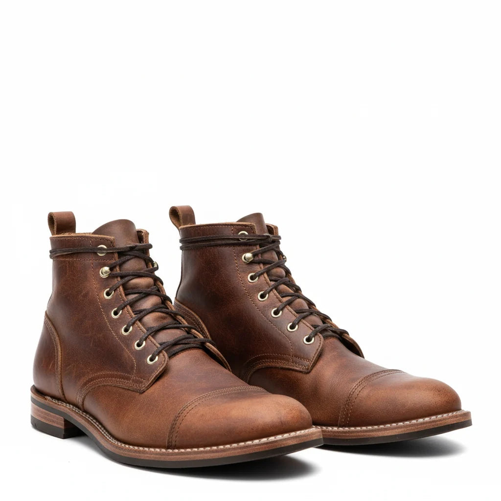 Men's Lace-Up Boots – Low Shaft and Elegant Round Toe