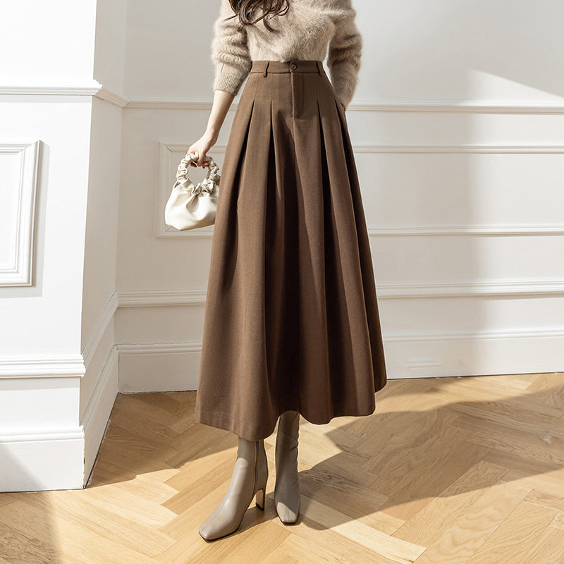 Women's Long Pleated Skirt – High Waist, Flared Fit