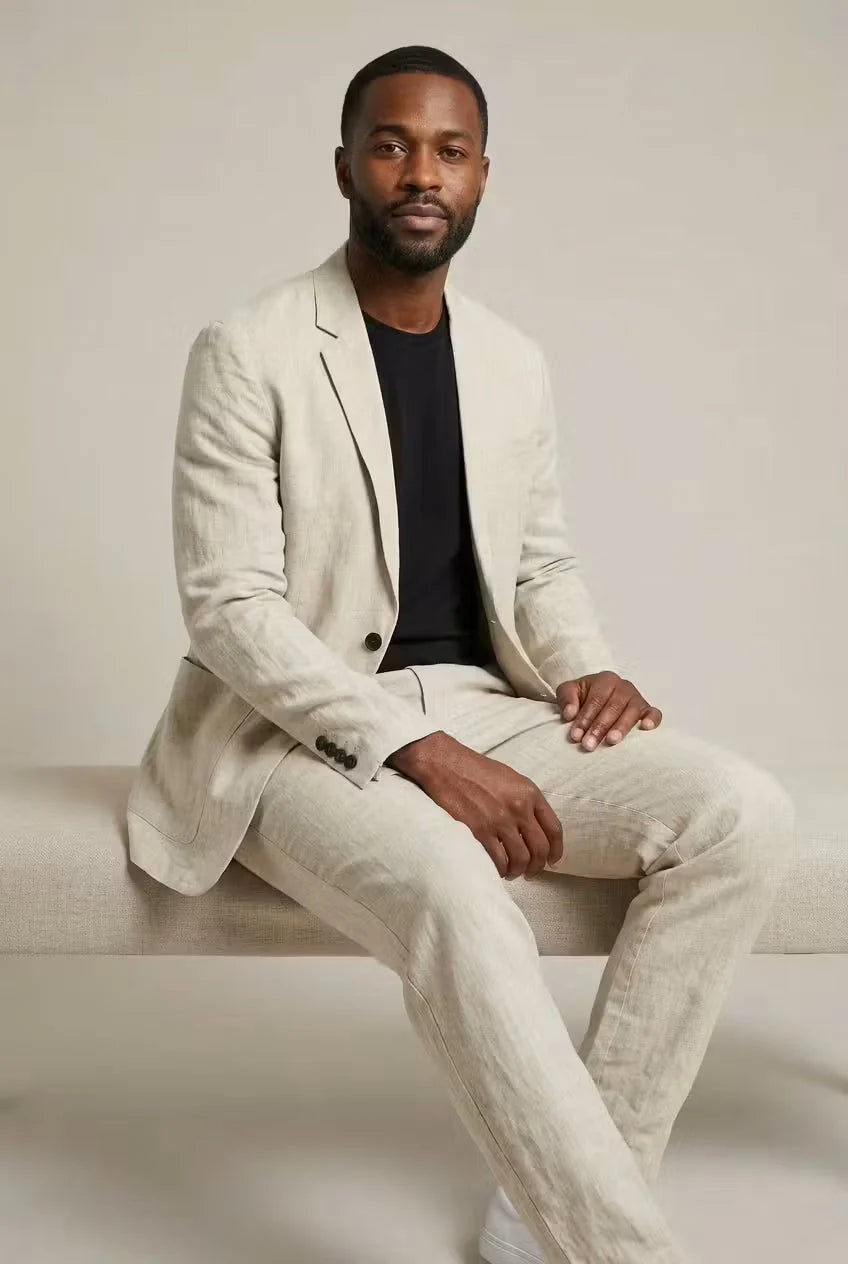Men's Blended Linen Costume – Casual Summer Fit