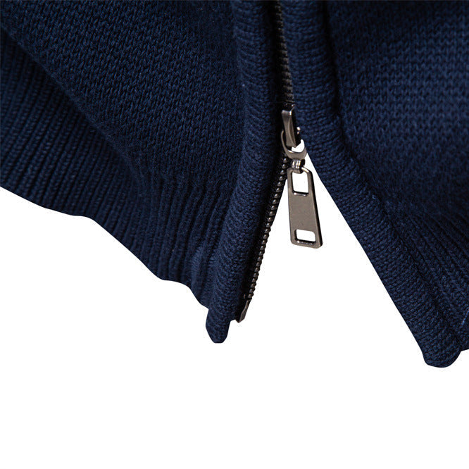 Men's Cotton Zip-Up Sweater – Slim-Fit Knitted Jacket