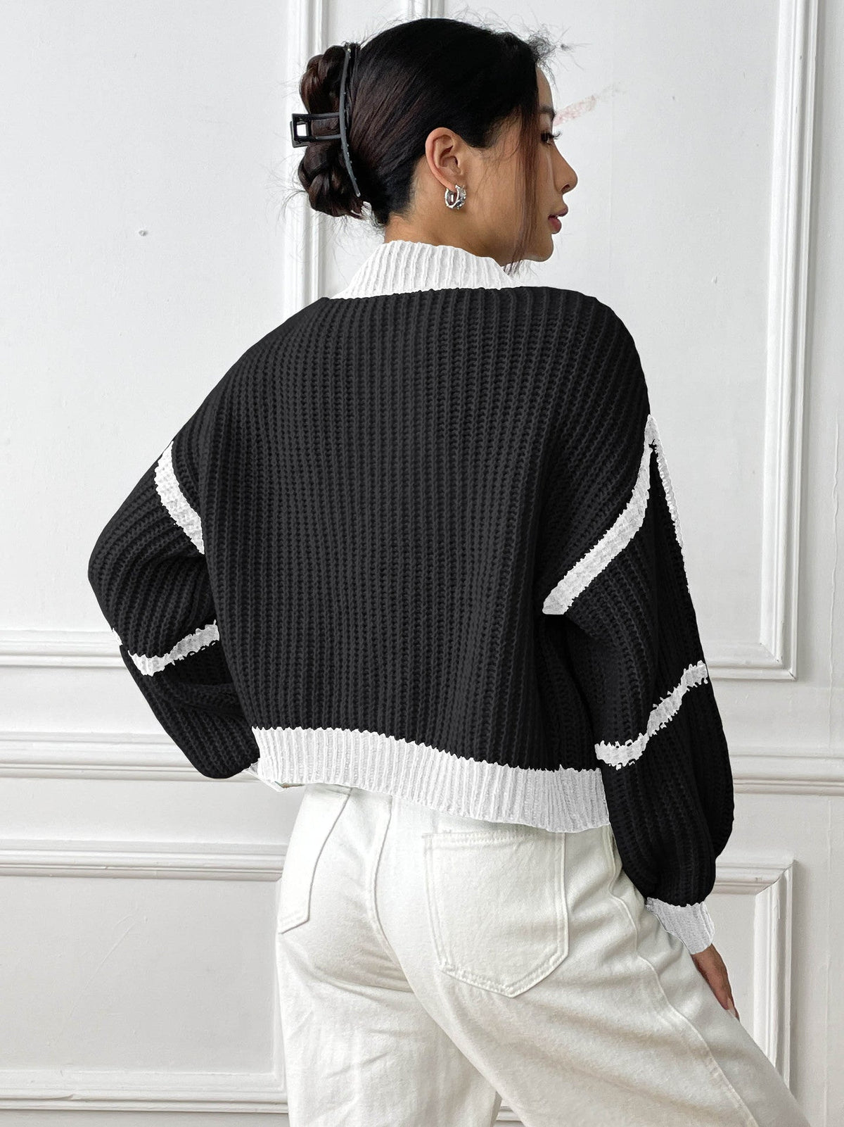 Women's Textured-Knit Cardigan – Casual Cropped Open Fit