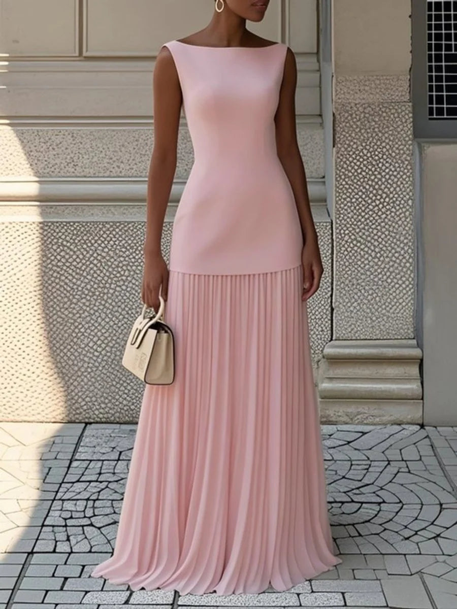 Women's Sleeveless Knitwear Dress – Close-Fitting Cut