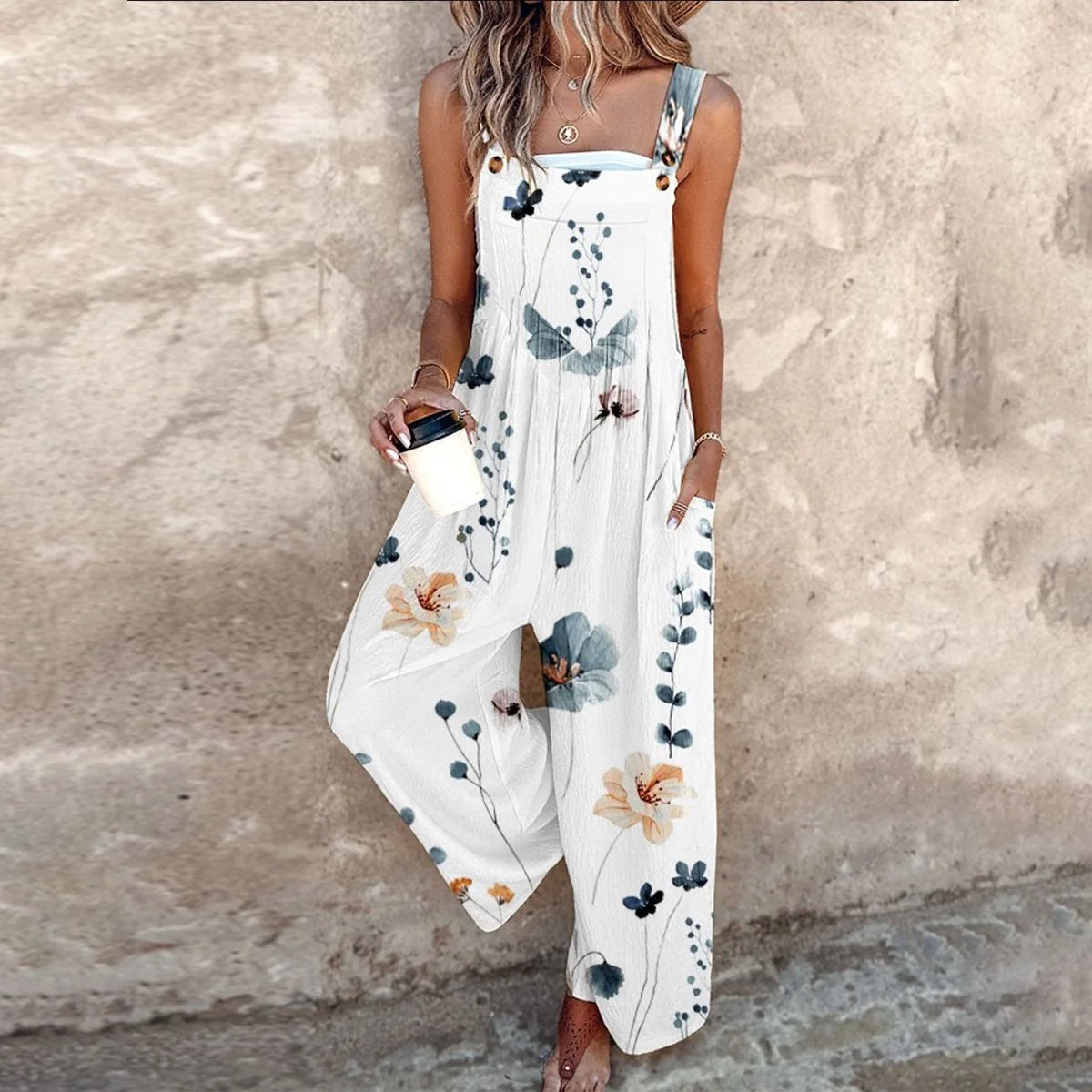 Women's Vintage-Print Jumpsuit – Relaxed Wide Fit