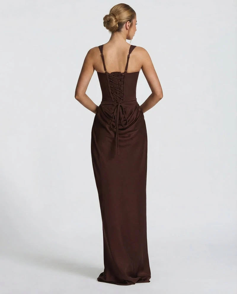 Women's Strapless Maxi Dress – Elegant Sheath Fit