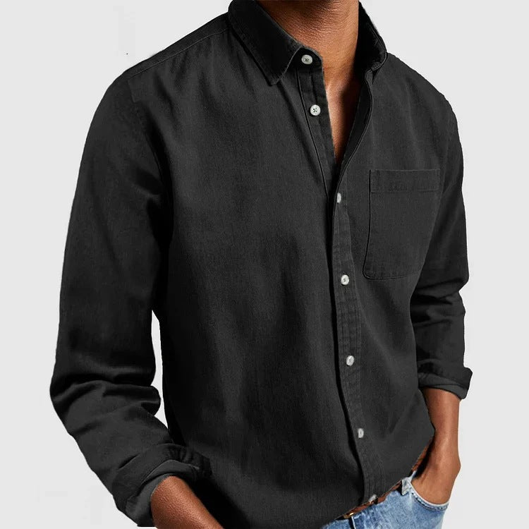 Men's Long Sleeve Shirt – Classic Fitted Collar