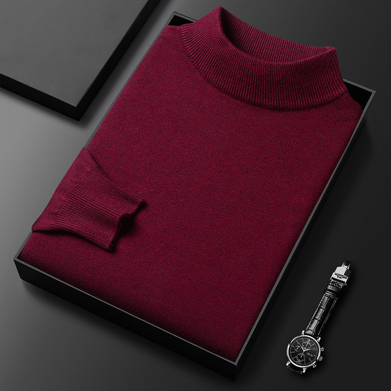 Men's Slim-Fit Knit Sweater – Thick Stand-Up Collar