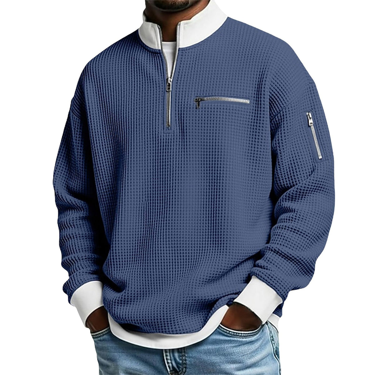 Men's Zip-Up Collar Sweater – Classic and Versatile Knitwear