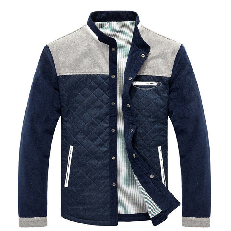 Men's Structured Fabric Jacket – Warm Lining & Button Closure