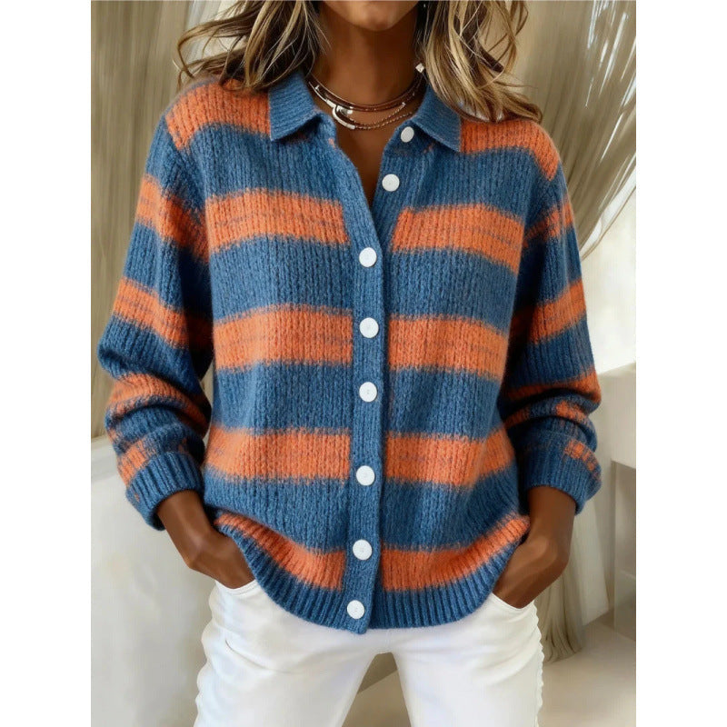 Women's Ribbed Knit Blouse – Casual Cardigan Style