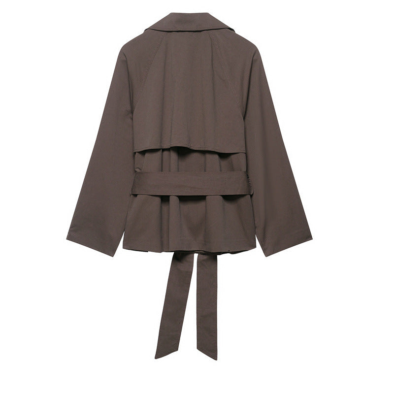 Women's Belted Windbreaker Coat with Lapels – Modern Silhouette