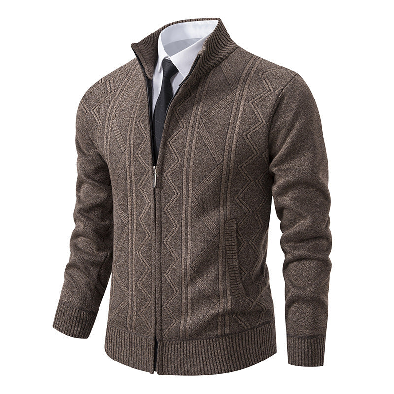 Men's Cardigan – Structured Thick Knit, Relaxed Fit