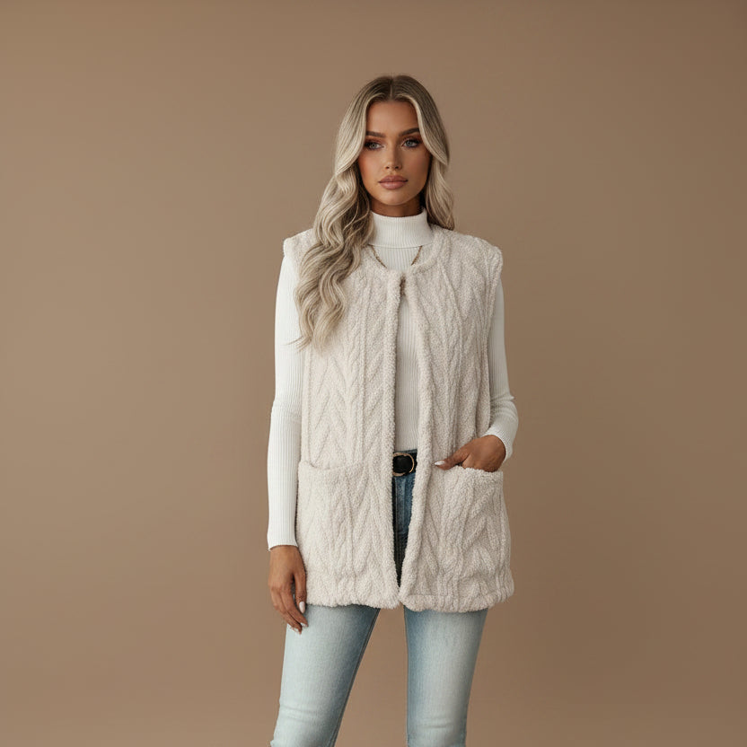 Women's Soft Fleece Vest – Double-Sided Diamond Pattern