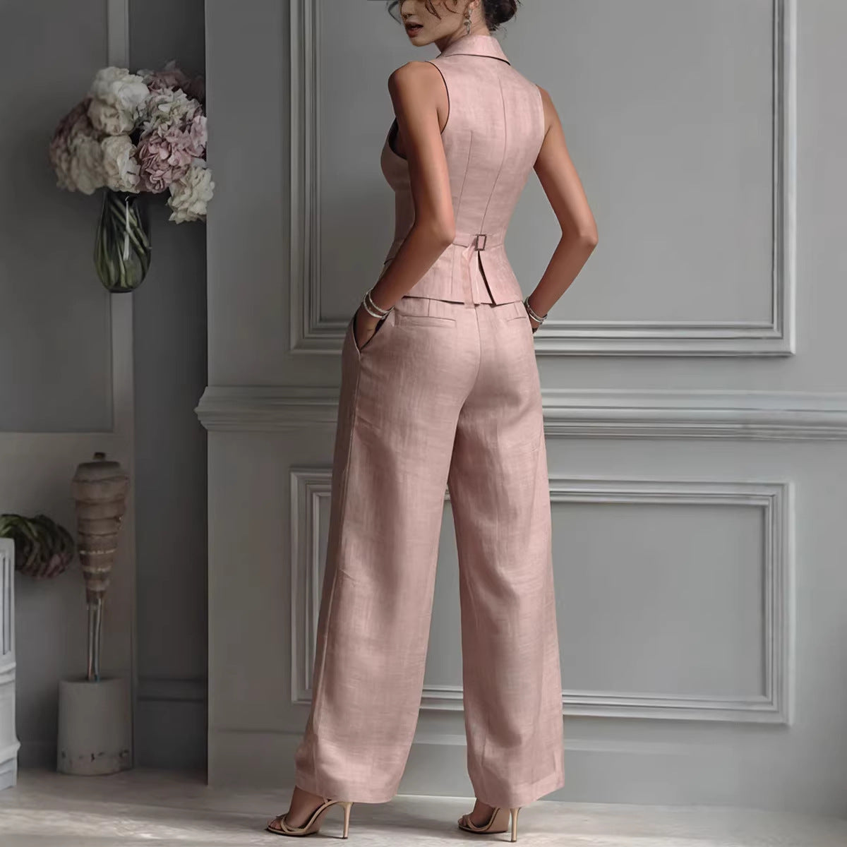 Women's Set Sleeveless Vest and Pants – Casual Suit