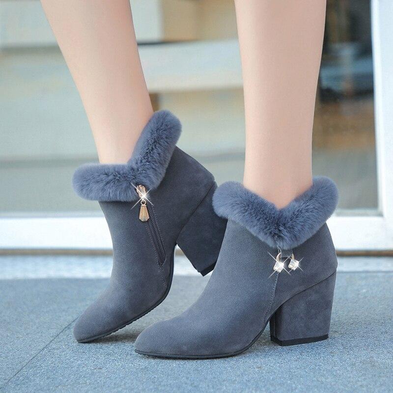 Women's Suede Boots – Pointed Toe, High Heel, Zip Closure