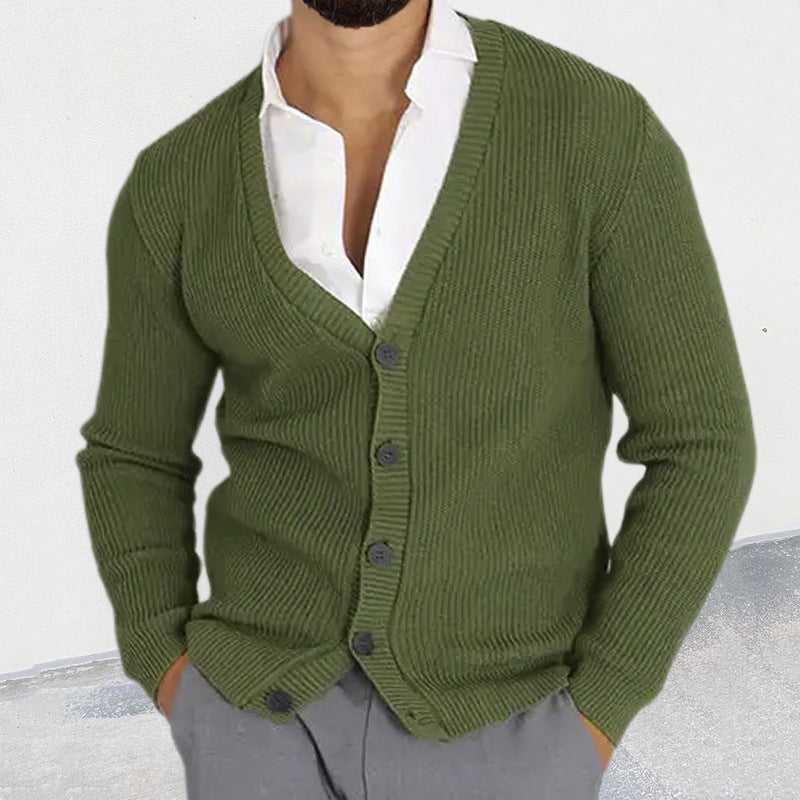 Men's Knit Cardigan – Fitted Buttoned V-Neck