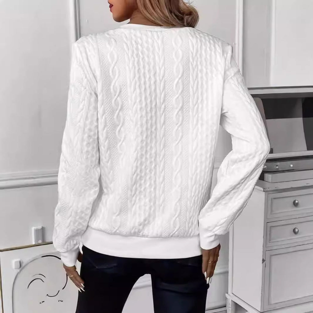 Women's Quilted Sweater – Cozy Modern Zip-Up Sweatshirt