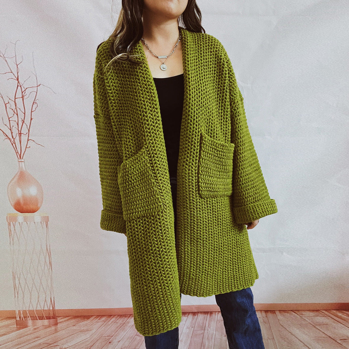 Women's Thick-Knit Vest – Oversized Fit with Large Pockets