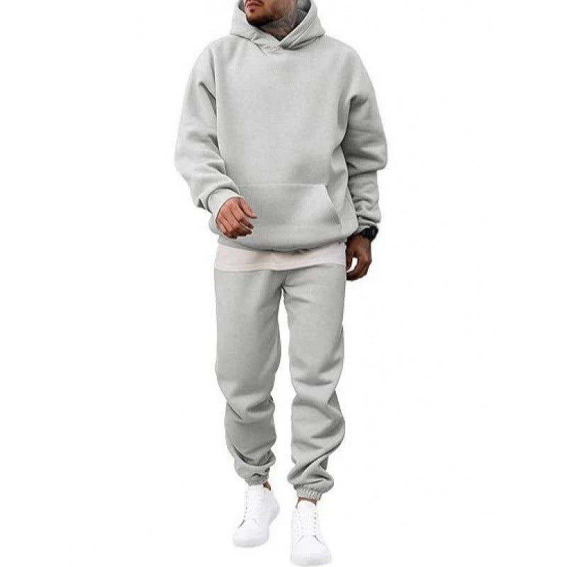 Men's Two-Piece Set with Oversized Hoodie and Joggers – Fleece-Lined