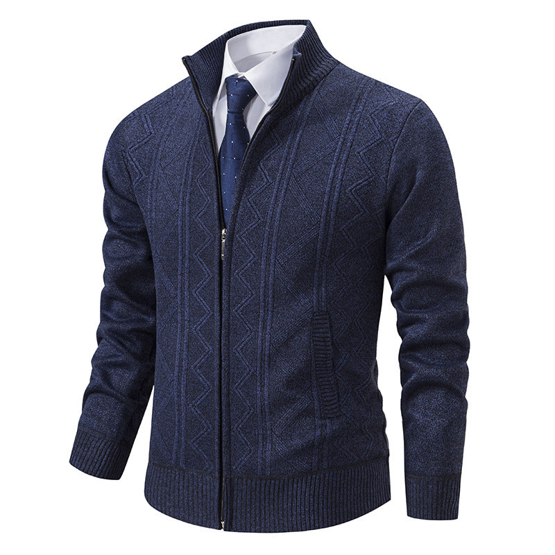 Men's Cardigan – Structured Thick Knit, Relaxed Fit