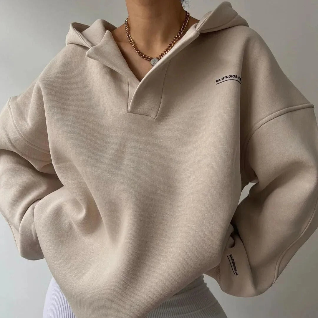 Women's Oversized Hooded Sweatshirt – Casual, Fleece-Lined Style