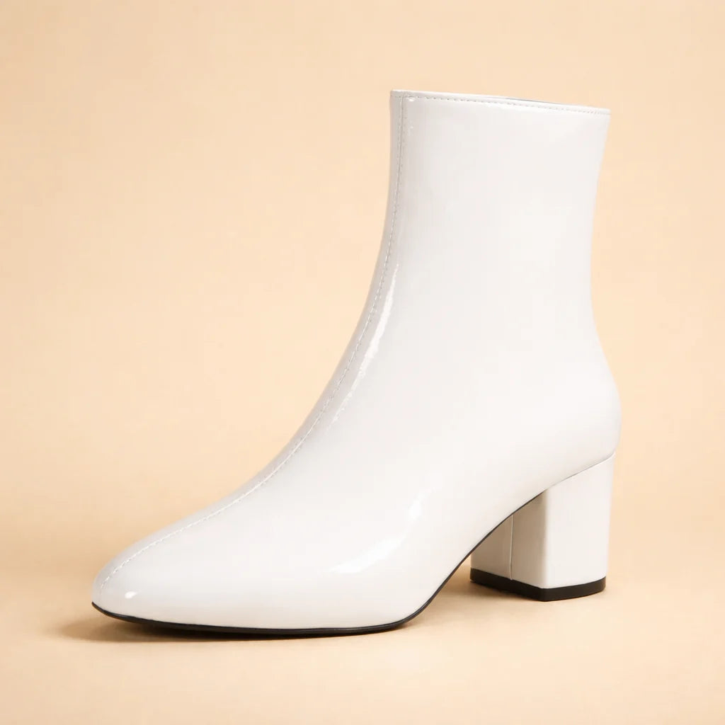 Women's Heeled Boots – Square Toe and Side Zip