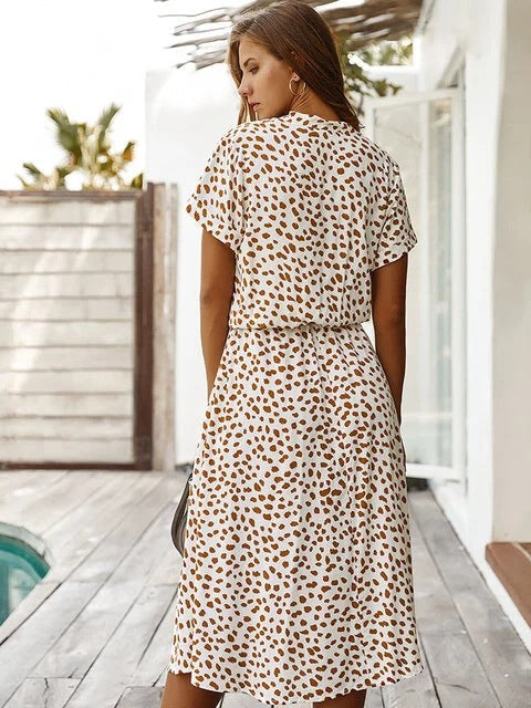 Women's Midi Dress Short Sleeves – Casual Fit Vacation