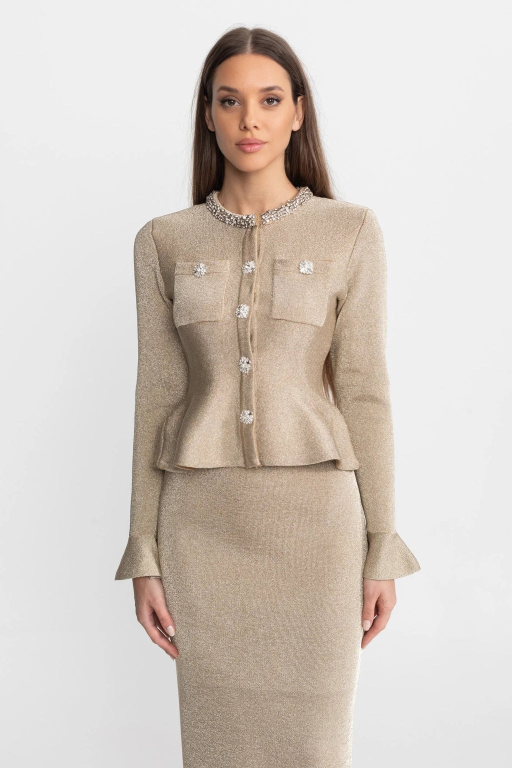 Women's Fitted Dress – Long Sleeves, High Waist