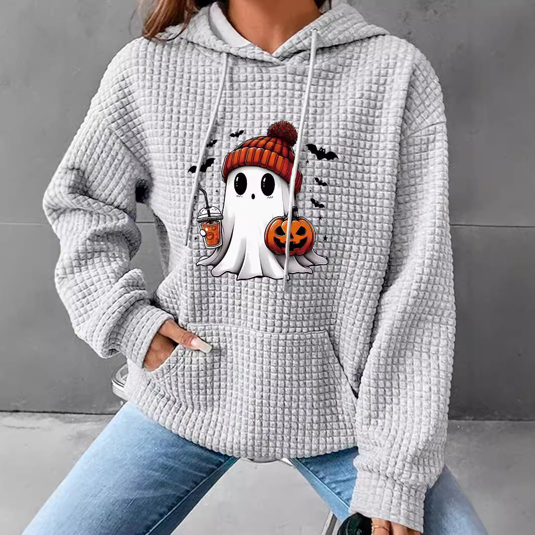 Women's Halloween Printed Hoodie – Oversized Fit Long Sleeves